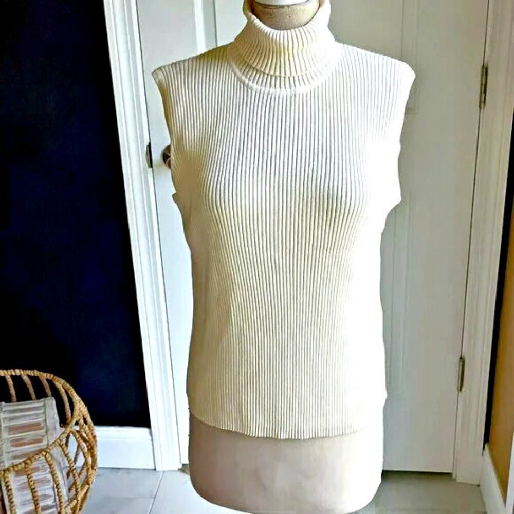 NEW! RIBBED SLEEVELESS TURTLNECK SWEATER SZ XL